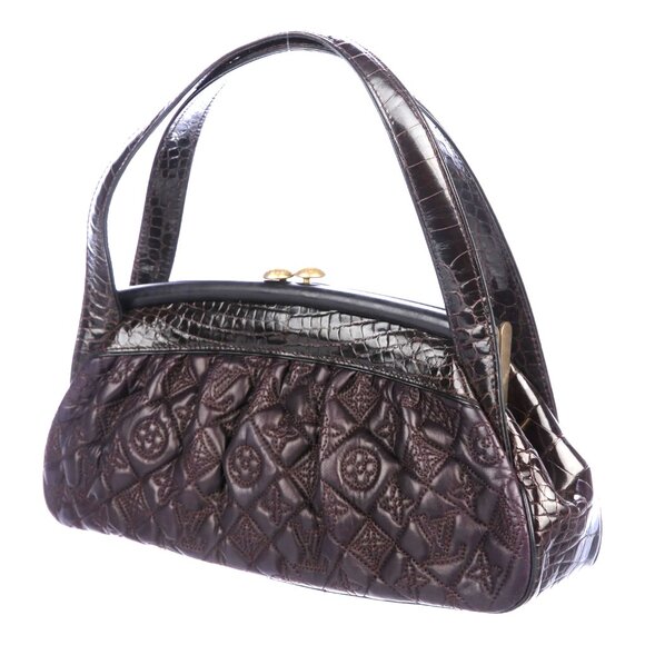 ***RARE***Louis Vuitton Alligator-Trimmed Vienna Sac Fermoir MM Handle Bag - Picture 2 of 16